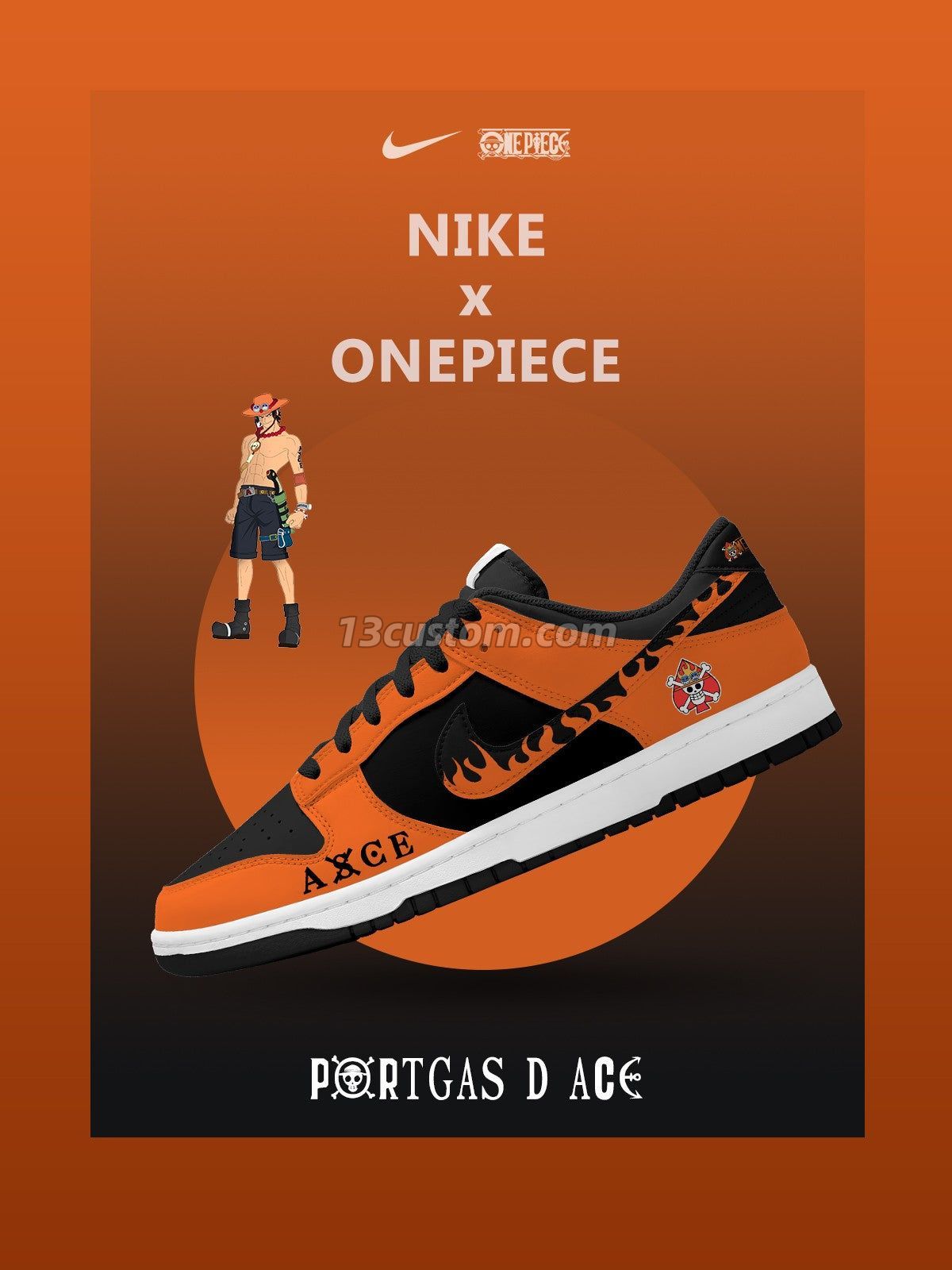 Portgas D Ace V.2 Custom Court-Low Sneakers