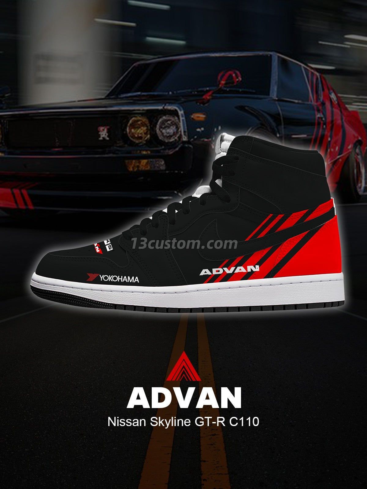 Skyline GT-R C110 V.1 Custom High-Top Sneakers