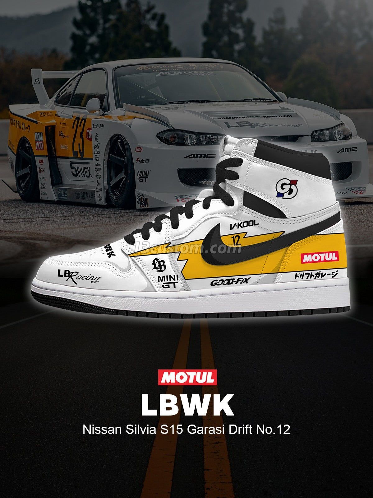 Silvia S15 Garage Drift No.12 V.1 Custom High-Top Sneakers
