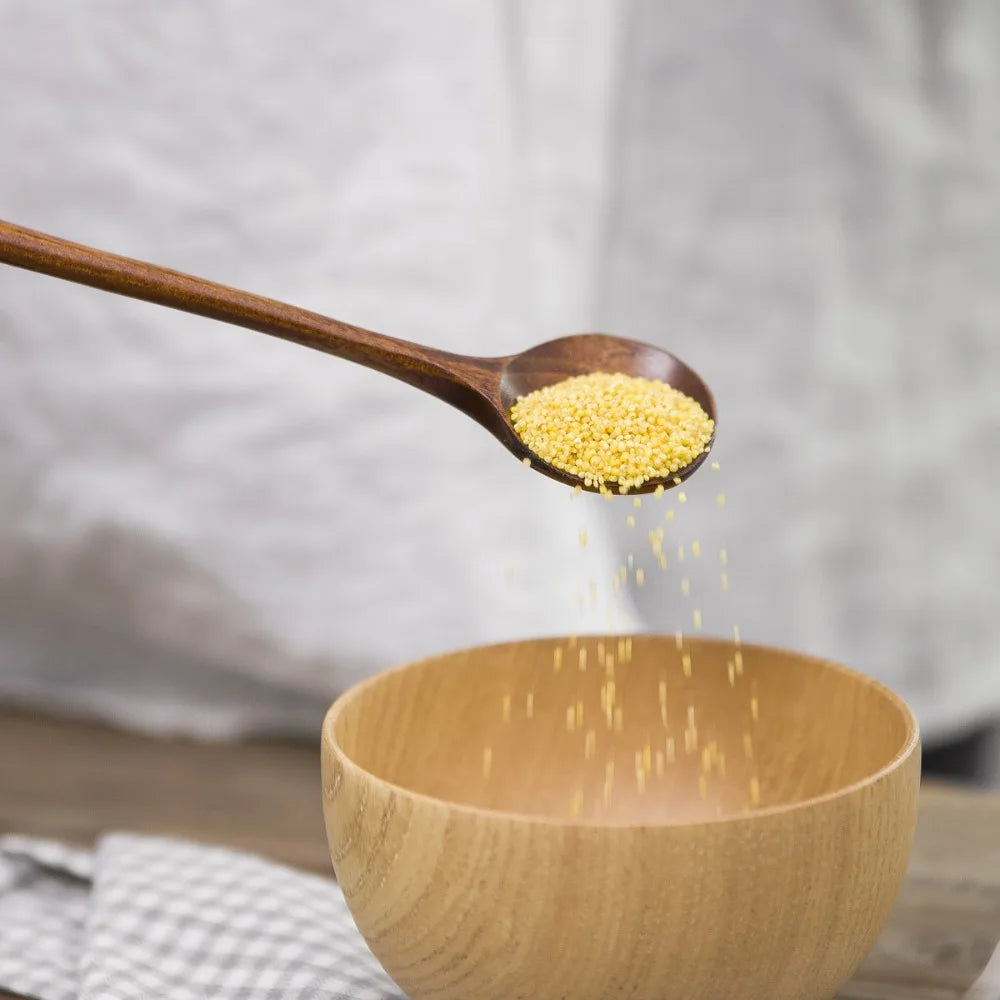 Long Handle Spoon Natural Wooden Soup Round Scoops Dessert Porridge Tea Coffee Wood Cooking Spoons Tableware Kitchen Supplies